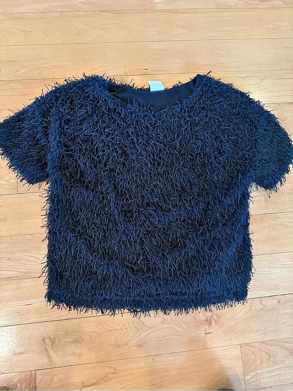 Zara girls sparkly Short Sleeve Top in Black Size Medium
